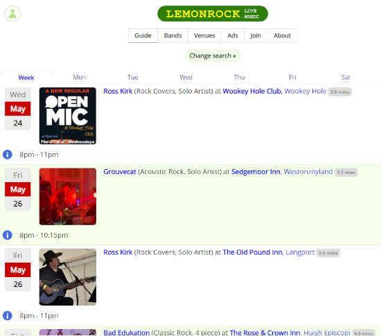 Screenshot showing Lemon Rock website