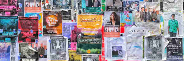Image of posters advertising bands