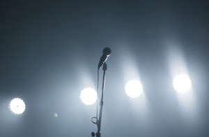 Image on microphone on stage